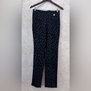 Ann Klein Black Polka Dot Textured Pants